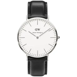 Daniel Wellington Classic Sheffield men's stainless steel and black leather strap watch