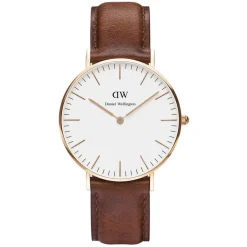 Daniel Wellington Classic St Mawes Lady rose gold-plated and brown leather strap watch