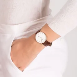 Daniel Wellington Classic St Mawes Lady rose gold-plated and brown leather strap watch