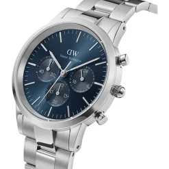 Daniel Wellington Iconic Chronograph 42mm Arctic Blue Sunray Dial Steel Case Watch