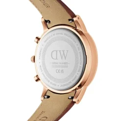 Daniel Wellington Iconic Chronograph 42mm Arctic Blue Dial Brown Strap Watch