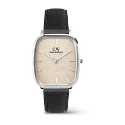 Daniel Wellington Marlon Sheffield Linen Silver 32x36.3mm Dial Leather Strap Watch