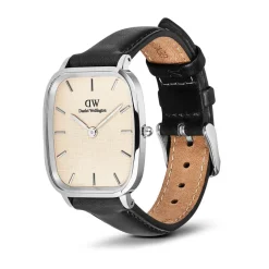 Daniel Wellington Marlon Sheffield Linen Silver 32x36.3mm Dial Leather Strap Watch