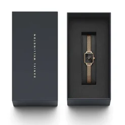 Daniel Wellington Micro 15,5x18mm Black Dial Rose Gold Mesh Bracelet Watch