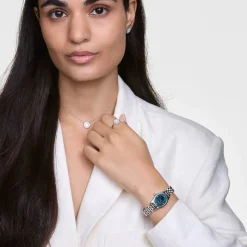 Daniel Wellington Ophelia Mini Arctic Silver 22x25.5mm Blue Dial Steel Bracelet Watch