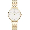 Daniel Wellington Petite 5-Link Evergold 28mm White Dial Gold Plated Steel Bracelet Watch