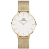 Daniel Wellington Petite Evergold 36mm White Dial Yellow Gold PVD Steel Mesh Bracelet Watch