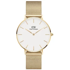 Daniel Wellington Petite Evergold 36mm White Dial Yellow Gold PVD Steel Mesh Bracelet Watch