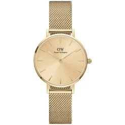 Daniel Wellington Petite Unitone 28MM Yellow Gold PVD Round Dial And Mesh Bracelet Watch