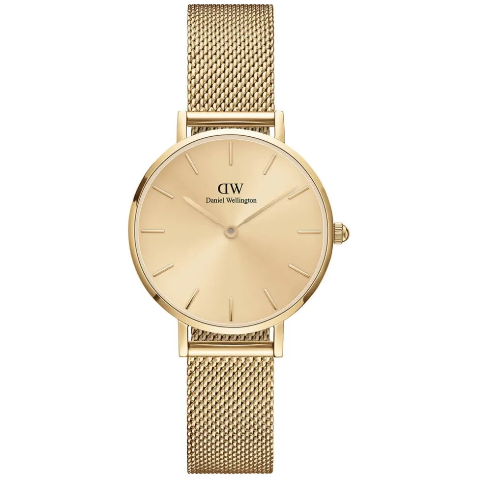 Daniel Wellington Petite Unitone 28MM Yellow Gold PVD Round Dial And Mesh Bracelet Watch