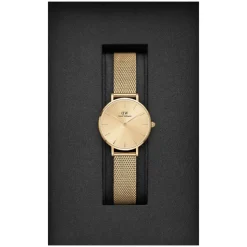 Daniel Wellington Petite Unitone 28MM Yellow Gold PVD Round Dial And Mesh Bracelet Watch