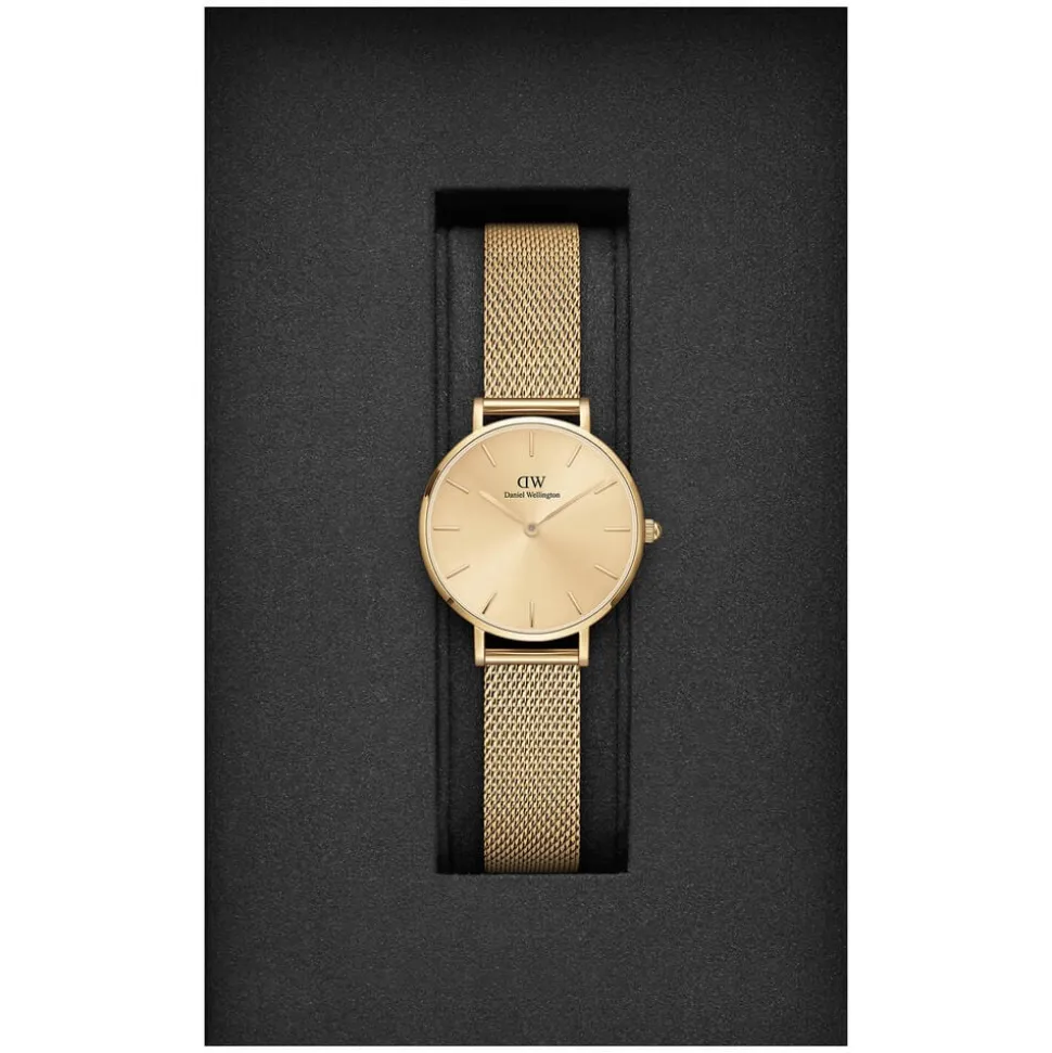 Daniel Wellington Petite Unitone 28MM Yellow Gold PVD Round Dial And Mesh Bracelet Watch
