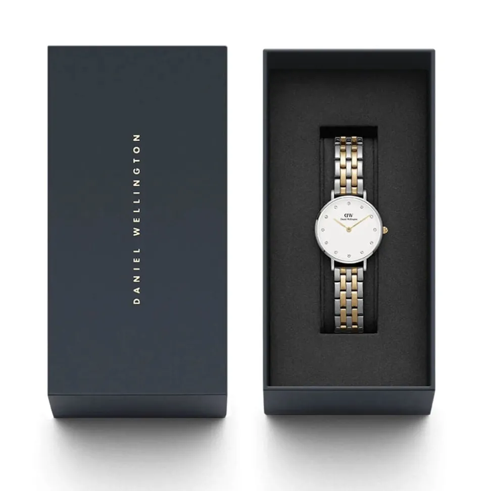 Daniel Wellington Petite Lumine 28mm White Dial Two Tone Bracelet Watch