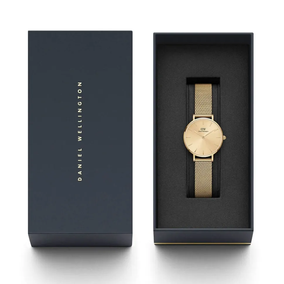 Daniel Wellington Petite Unitone 28MM Yellow Gold PVD Round Dial And Mesh Bracelet Watch