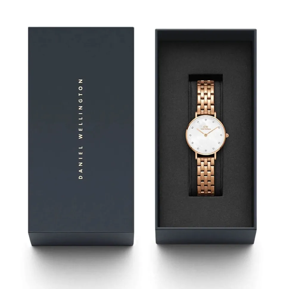 Daniel Wellington Petite Lumine 28mm Mother of Pearl White Dial Rose Gold Plated Case Watch