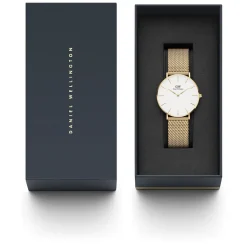Daniel Wellington Petite Evergold 36mm White Dial Yellow Gold PVD Steel Mesh Bracelet Watch