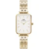 Daniel Wellington Quadro 5-Link Evergold 20x26mm White Dial Gold Plated Steel Bracelet Watch