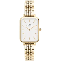 Daniel Wellington Quadro 5-Link Evergold 20x26mm White Dial Gold Plated Steel Bracelet Watch