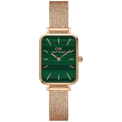 Daniel Wellington Quadro 20x26mm Pressed Melrose Mesh Malachite Dial Rose Gold Bracelet Watch