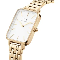 Daniel Wellington Quadro 5-Link Evergold 20x26mm White Dial Gold Plated Steel Bracelet Watch