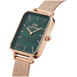 Daniel Wellington Quadro 20x26mm Pressed Melrose Mesh Malachite Dial Rose Gold Bracelet Watch