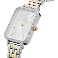 Daniel Wellington Quadro 20x26mm Mother of Pearl Dial Two Toned Stainless Steel Bracelet Watch