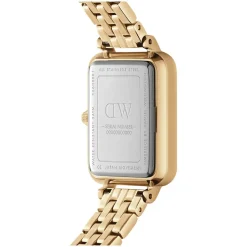 Daniel Wellington Quadro 5-Link Evergold 20x26mm White Dial Gold Plated Steel Bracelet Watch