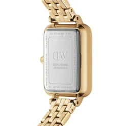 Daniel Wellington Quadro Roman Numerals 20x26mm White Dial 5-Link Gold PVD Bracelet Watch