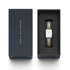 Daniel Wellington Quadro 20x26mm Mother of Pearl Dial Two Toned Stainless Steel Bracelet Watch