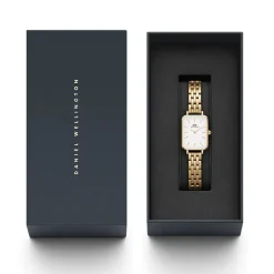 Daniel Wellington Quadro 5-Link Evergold 20x26mm White Dial Gold Plated Steel Bracelet Watch