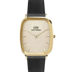 Daniel Wellington Vintage Sheffield Gold 32x36.3mm Dial Black Leather Strap Watch