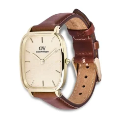 Daniel Wellington Vintage St Mawes Gold 32x36.3mm Dial Brown Leather Strap Watch
