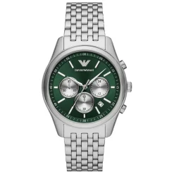 Emporio Armani Antonio Chronograph 41mm Green Dial Steel Bracelet Watch