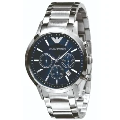 Emporio Armani Classic men's chronograph blue dial stainless steel bracelet watch