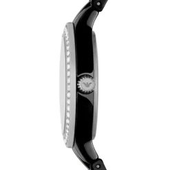 Emporio Armani Cleo 32mm Black Dial Cubic Zirconia Set Black Ceramic Case Watch