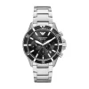 Emporio Armani Diver Chronograph 43mm Black Dial Steel Bracelet Watch