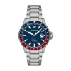 Emporio Armani Diver 42mm Blue Dial Red & Blue Bezel Steel Bracelet Watch