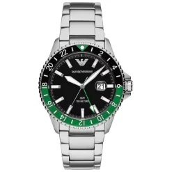 Emporio Armani Diver 42mm Black Dial Steel Bracelet Watch