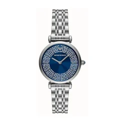 Emporio Armani Gianni T-Bar 32mm Blue Cubic Zirconia Set Dial Steel Bracelet Watch