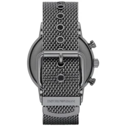 Emporio Armani Luigi 46mm Blue Chronograph Dial Grey IP Case Steel Mesh Bracelet Mens Watch