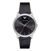 Emporio Armani Men&acirc;&euro;&trade;s Black Dial and Black Leather Strap Watch