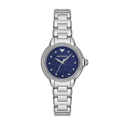 Emporio Armani Mia 32mm Blue Dial Cubic Zirconia Bezel Steel Bracelet Watch