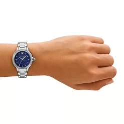 Emporio Armani Mia 32mm Blue Dial Cubic Zirconia Bezel Steel Bracelet Watch
