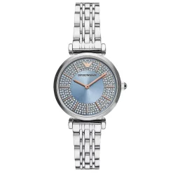 Emporio Armani 32mm Blue Dial Rose Gold Hands Steel Bracelet Watch
