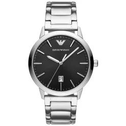 Emporio Armani Ruggero 43mm Black Dial Steel Case Bracelet Watch