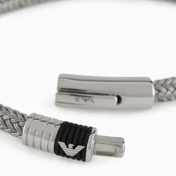 Emporio Armani Stainless Steel Black Rubber Inlay Bracelet