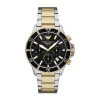 Emporio Armani World Explorer Chronograph 43.5mm Black Dial Two Tone Steel Bracelet Watch