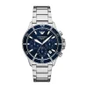 Emporio Armani World Explorer 43.5mm Blue Chronograph Dial Steel Bracelet Watch