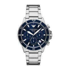 Emporio Armani World Explorer 43.5mm Blue Chronograph Dial Steel Bracelet Watch