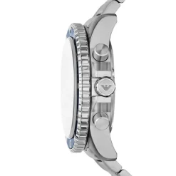 Emporio Armani World Explorer 43.5mm Blue Chronograph Dial Steel Bracelet Watch